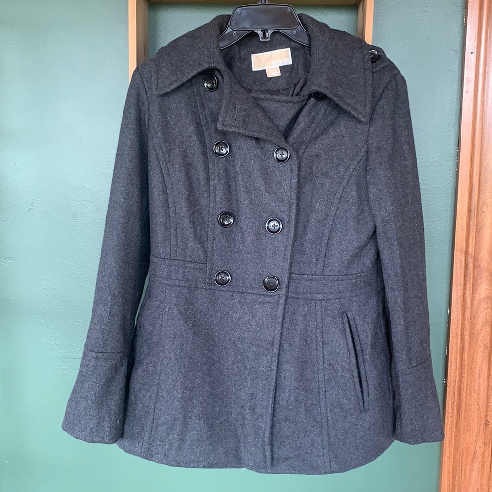 Michael Kors Pea Coat/Dress Coat-Small-Gray.